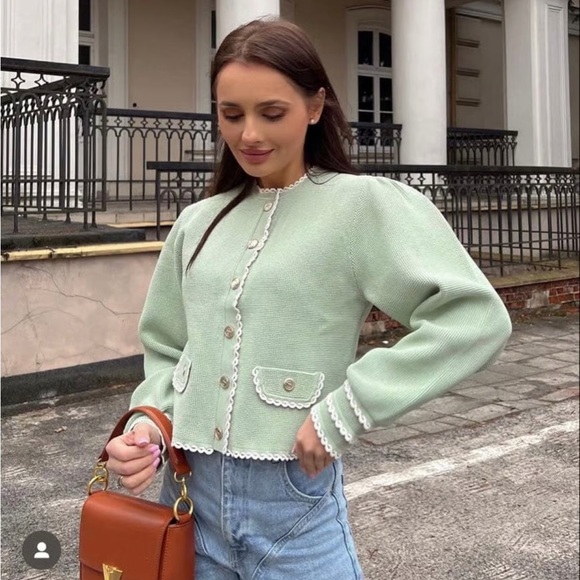Sandro Analouise Mint Cardigan